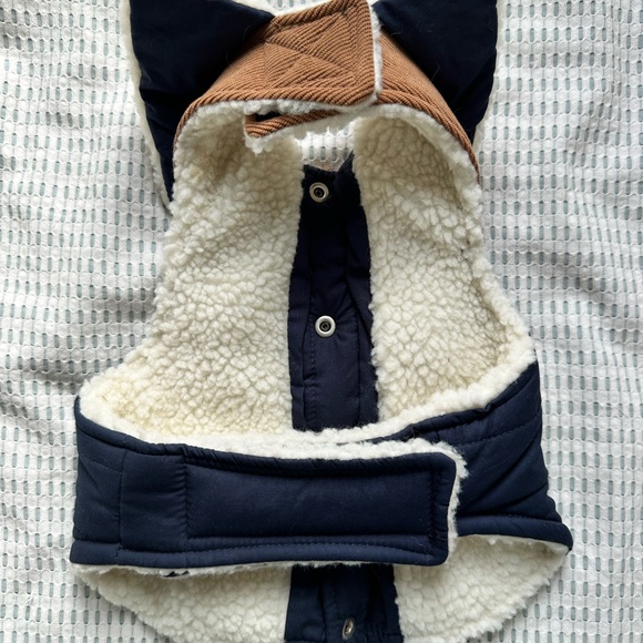 Cozy Sherpa-Lined Dog Puffer Vest w/ Hood & Ears | Winter Pet Jacket - Picture 2 of 2